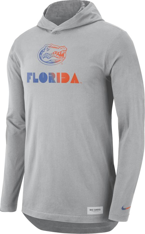 Nike Men's Florida Gators Grey Dri-FIT Long Sleeve Hoodie T-Shirt