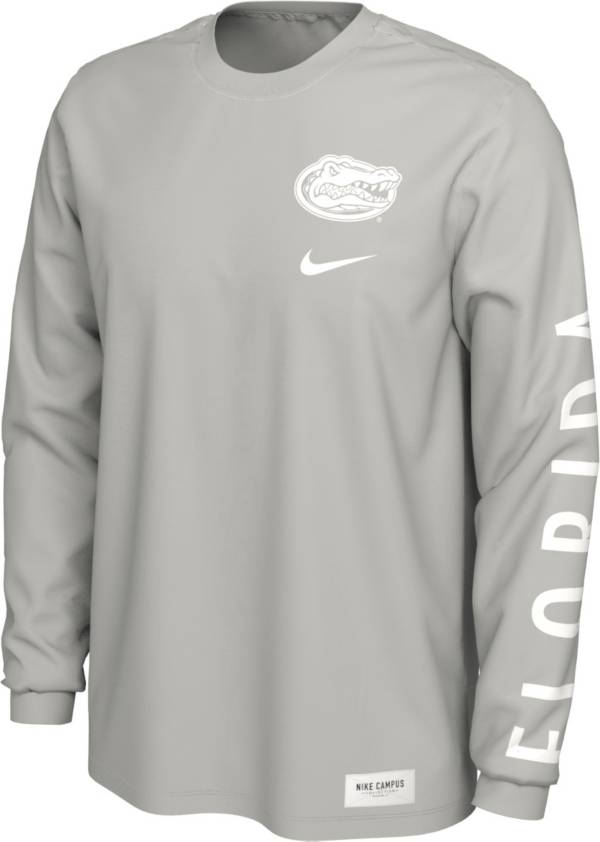 Nike Men's Florida Gators Pastel Grey Seasonal Cotton Long Sleeve T-Shirt