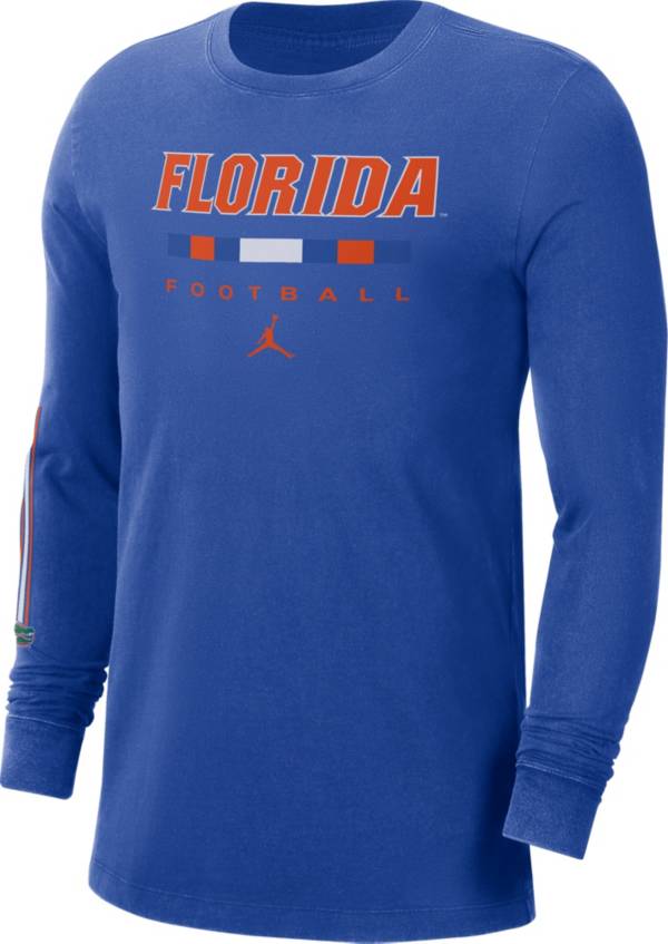 Jordan Men's Florida Gators Blue Football Wordmark Long Sleeve T-Shirt