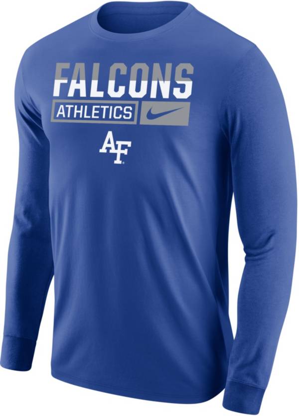 Nike Men's Air Force Falcons Blue Core Cotton Wordmark Long Sleeve T-Shirt