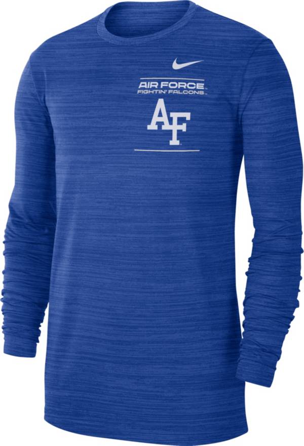 Nike Men's Air Force Falcons Blue Dri-FIT Velocity Football Sideline Long Sleeve T-Shirt