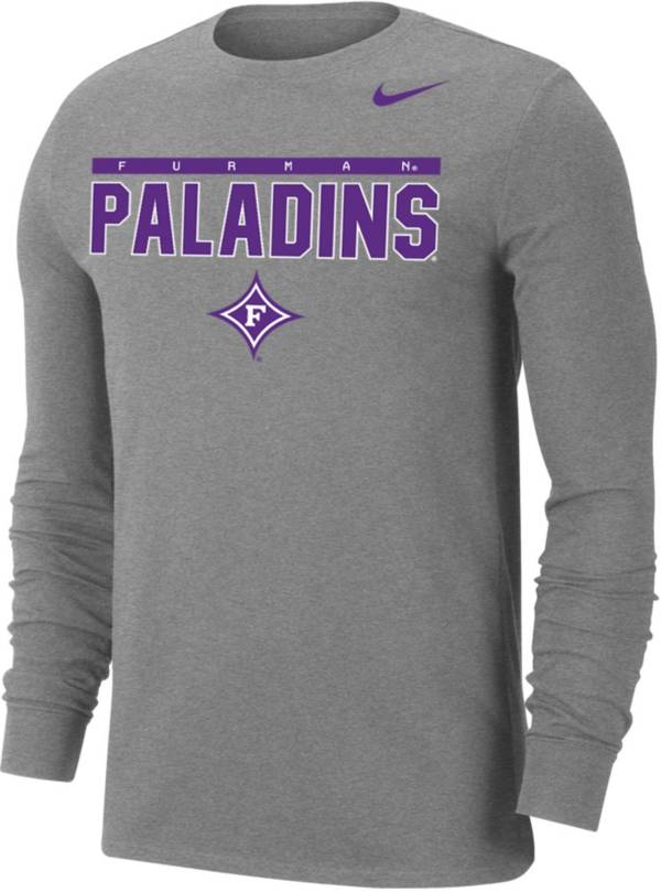 Nike Men's Furman Paladins Grey Dri-FIT Cotton Long Sleeve T-Shirt