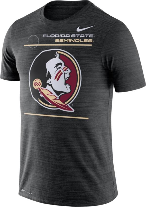 Nike Men's Florida State Seminoles Dri-FIT Velocity Football Sideline Black T-Shirt