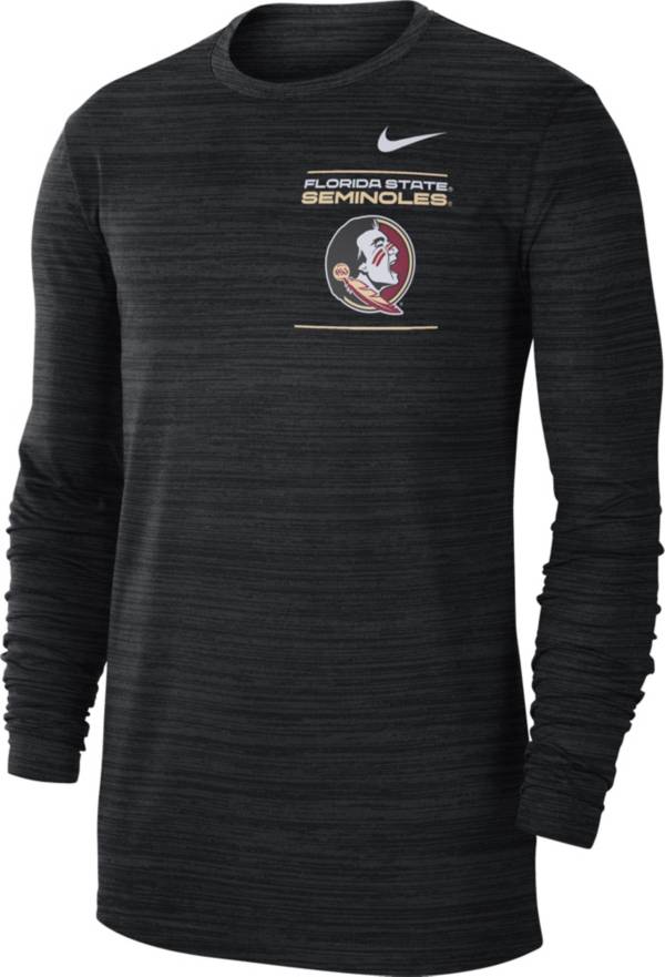 Nike Men's Florida State Seminoles Dri-FIT Velocity Football Sideline Black Long Sleeve T-Shirt