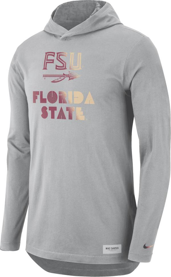 Nike Men's Florida State Seminoles Grey Dri-FIT Long Sleeve Hoodie T-Shirt product image