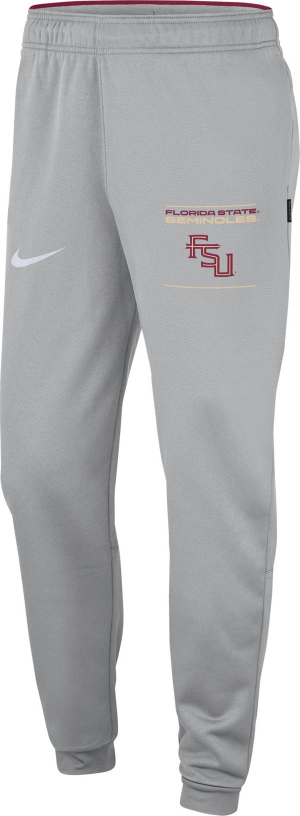 Nike Men's Florida State Seminoles Grey Football Sideline Therma Pants