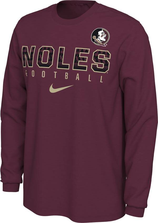 Nike Men's Florida State Seminoles Garnet Cotton Football Long Sleeve T-Shirt