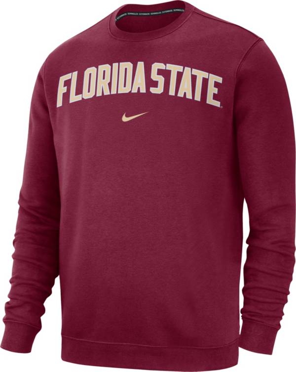 Nike Men's Florida State Seminoles Garnet Club Fleece Crew Neck Sweatshirt