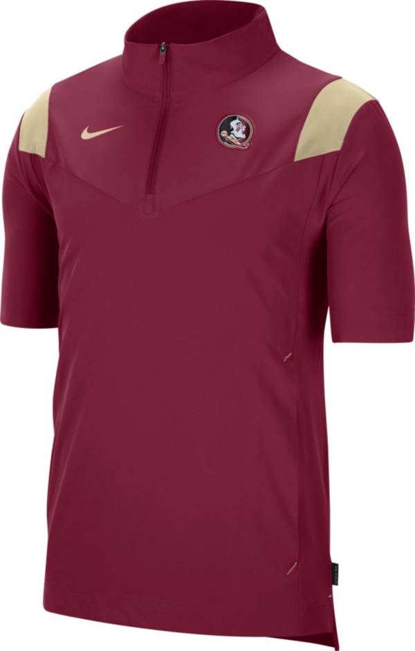 Nike Men's Florida State Seminoles Garnet Football Sideline Coach Short Sleeve Jacket