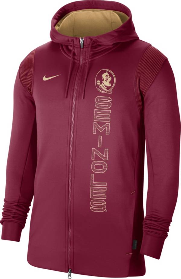 Nike Men's Florida State Seminoles Garnet Therma Football Sideline Full-Zip Hoodie