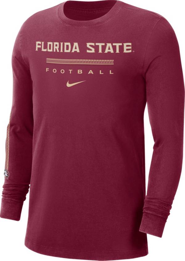 Nike Men's Florida State Seminoles Garnet Football Wordmark Long Sleeve T-Shirt