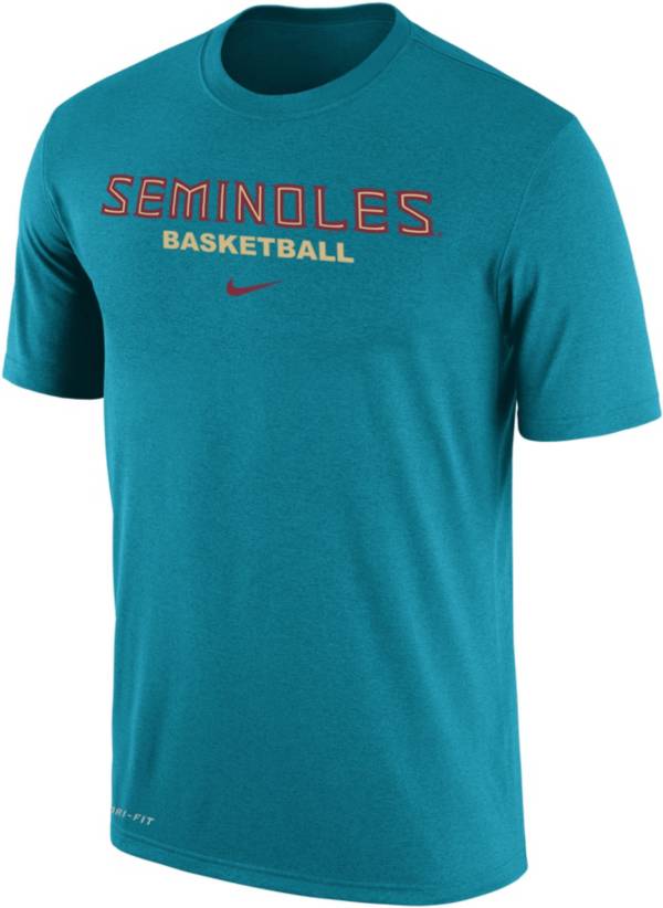 Nike Men's Florida State Seminoles Turquoise Basketball Wordmark Dri-FIT Cotton T-Shirt