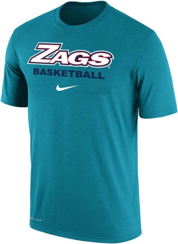 Nike Men's Gonzaga Bulldogs Turquoise Basketball Wordmark Dri-FIT Cotton T-Shirt
