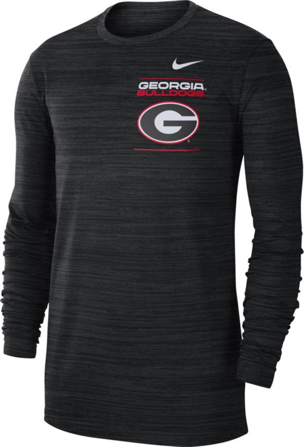 Nike Men's Georgia Bulldogs Dri-FIT Velocity Football Sideline Black Long Sleeve T-Shirt