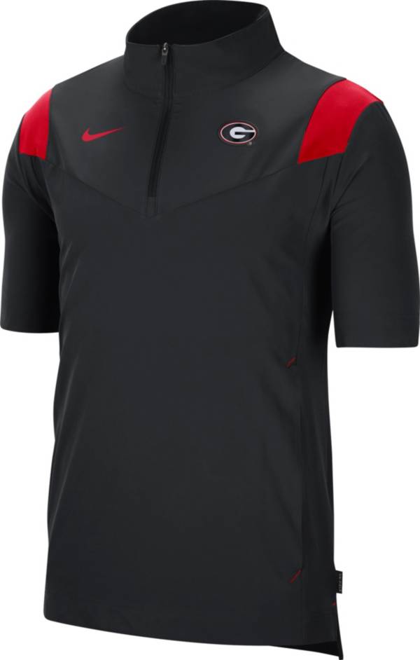 Nike Men's Georgia Bulldogs Football Sideline Coach Short Sleeve Black Jacket