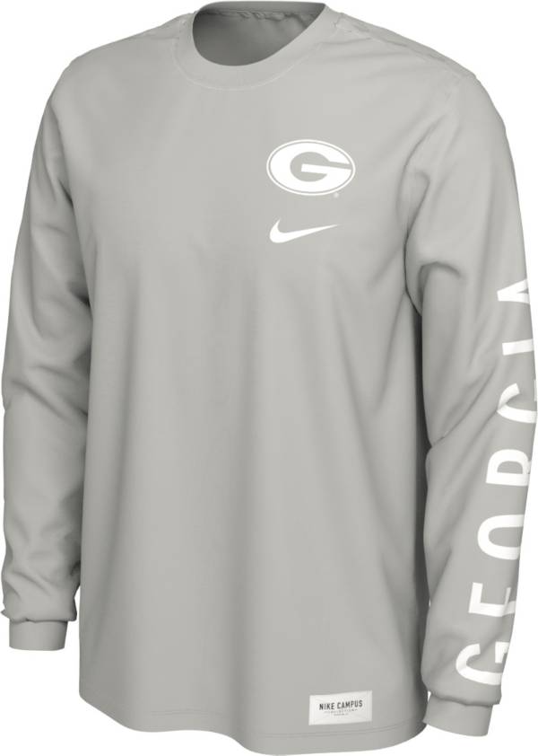 Nike Men's Georgia Bulldogs Pastel Grey Seasonal Cotton Long Sleeve T-Shirt