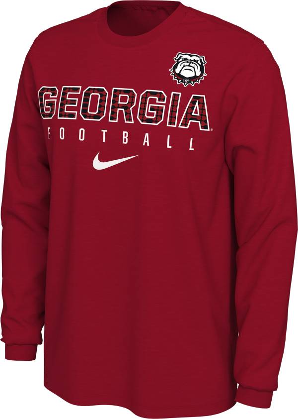 Nike Men's Georgia Bulldogs Red Cotton Football Long Sleeve T-Shirt