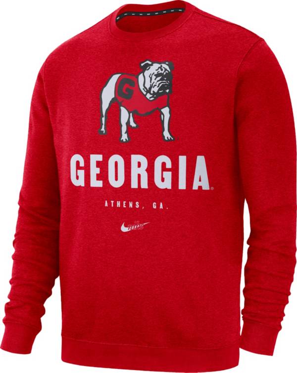 Nike Men's Georgia Bulldogs Red Vault Logo Club Fleece Crew Neck Sweatshirt