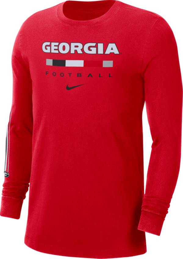 Nike Men's Georgia Bulldogs Red Football Wordmark Long Sleeve T-Shirt