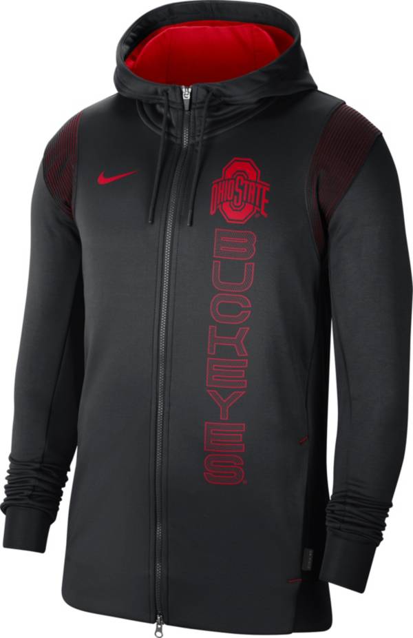 Nike Men's Ohio State Buckeyes Black Therma Football Sideline Full-Zip Hoodie