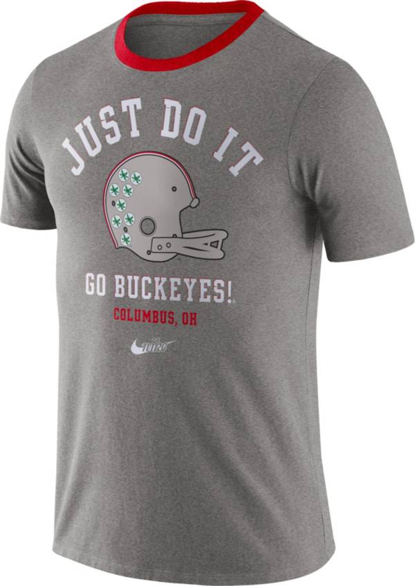 Nike Men's Ohio State Buckeyes Grey Dri-FIT Vault Helmet Logo T-Shirt