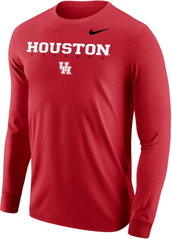 Nike Men's Houston Cougars Red Core Cotton Graphic Long Sleeve T-Shirt