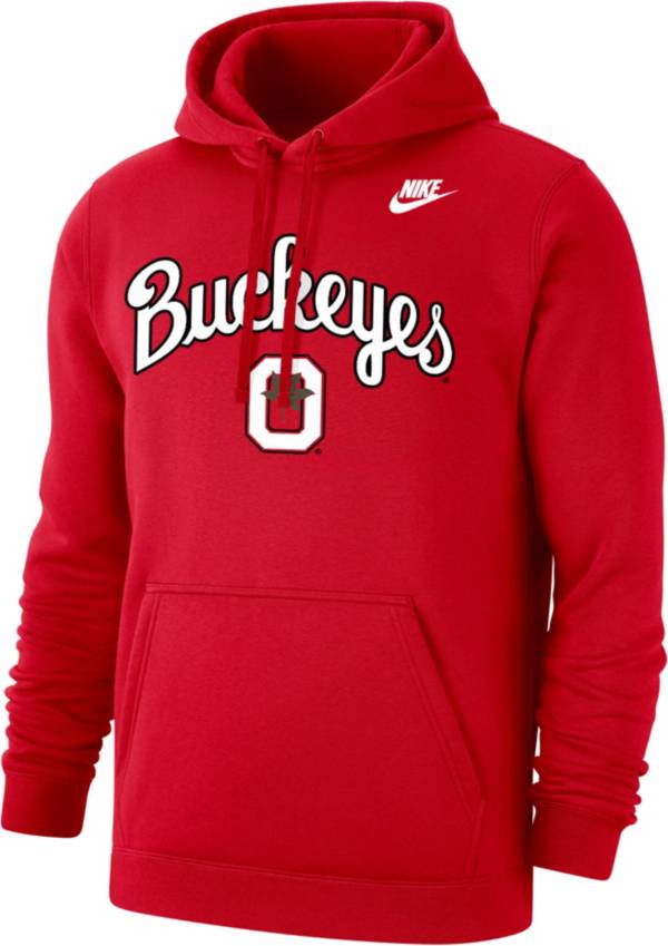 Nike Men's Ohio State Buckeyes Scarlet Retro Script Club Fleece Pullover Hoodie