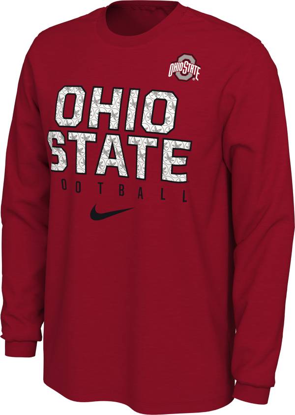 Nike Men's Ohio State Buckeyes Scarlet Cotton Football Long Sleeve T-Shirt