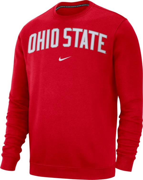 Nike Men's Ohio State Buckeyes Scarlet Club Fleece Crew Neck Sweatshirt