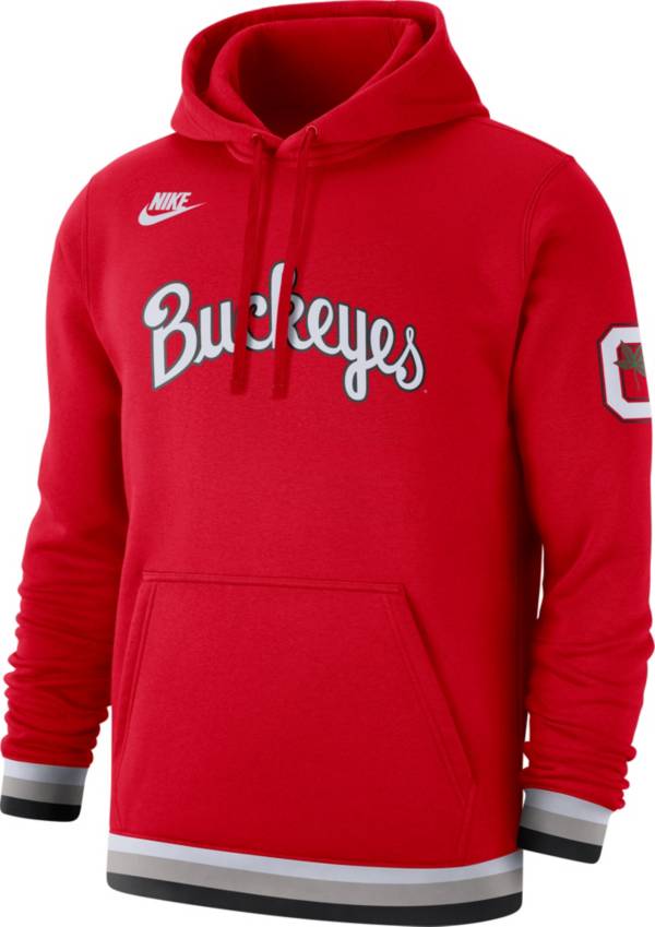 Nike Men's Ohio State Buckeyes Scarlet Retro Fleece Pullover Hoodie