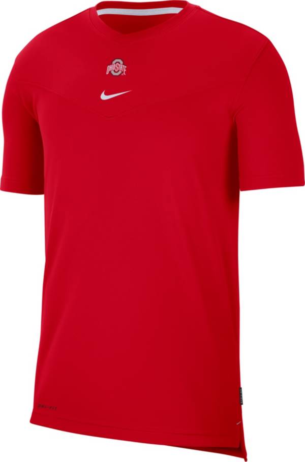 Nike Men's Ohio State Buckeyes Scarlet Football Sideline Coach Dri-FIT UV T-Shirt