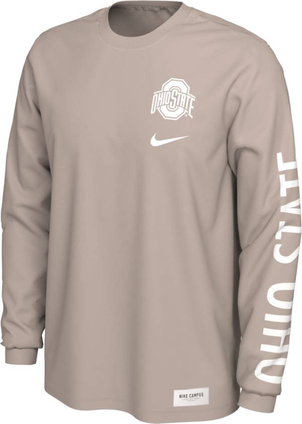 Nike Men's Ohio State Buckeyes Pastel Red Seasonal Cotton Long Sleeve T-Shirt