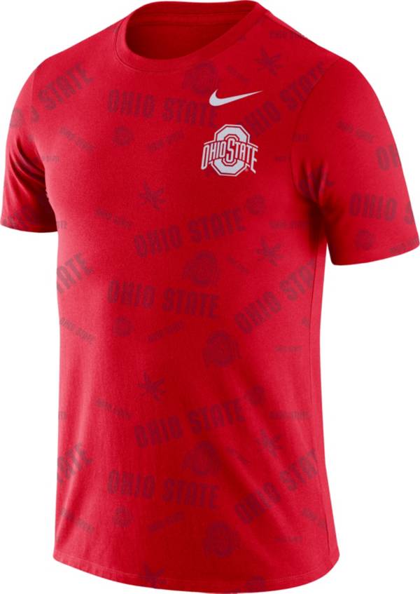 Nike Men's Ohio State Buckeyes Scarlet Tailgate Print T-Shirt