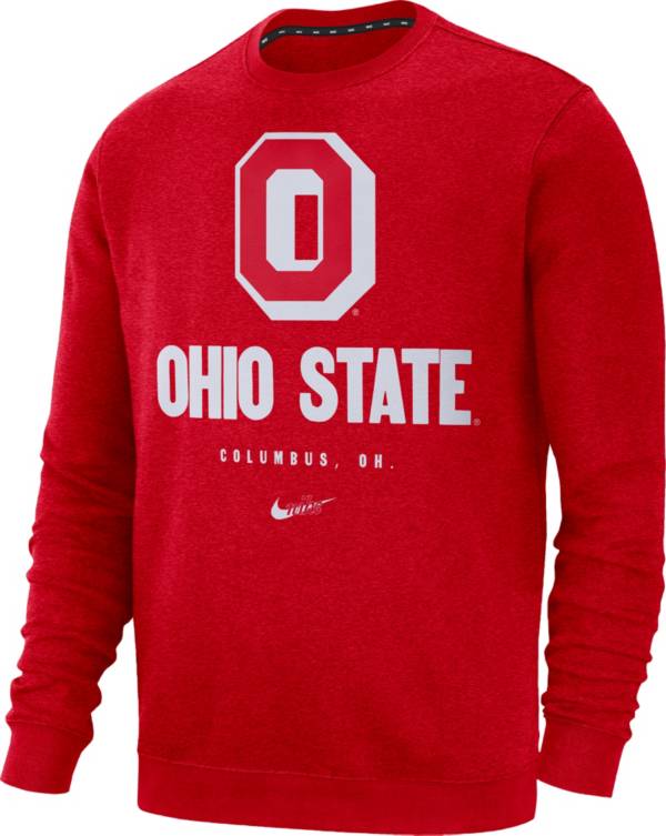 Nike Men's Ohio State Buckeyes Scarlet Vault Logo Club Fleece Crew Neck Sweatshirt