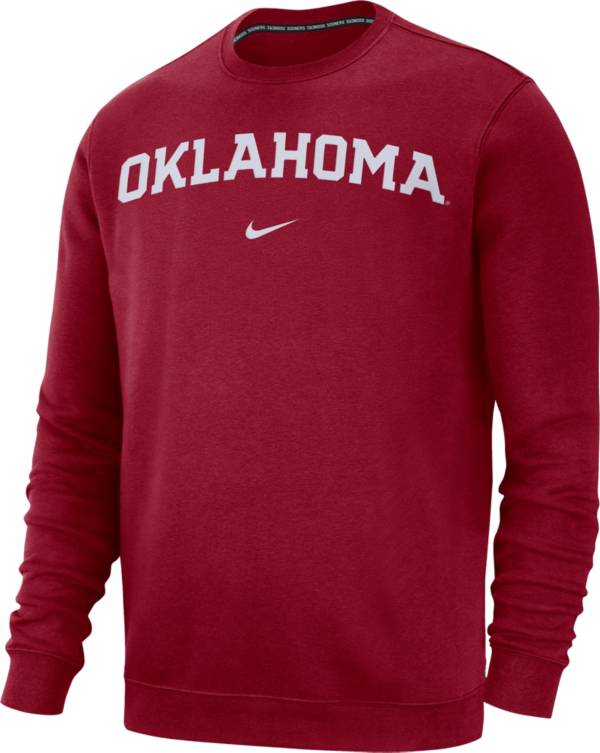 Nike Men's Oklahoma Sooners Crimson Club Fleece Crew Neck Sweatshirt