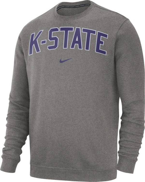 Nike Men's Kansas State Wildcats Grey Club Fleece Crew Neck Sweatshirt