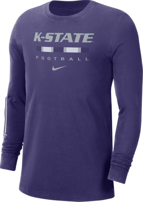 Nike Men's Kansas State Wildcats Purple Football Wordmark Long Sleeve T-Shirt