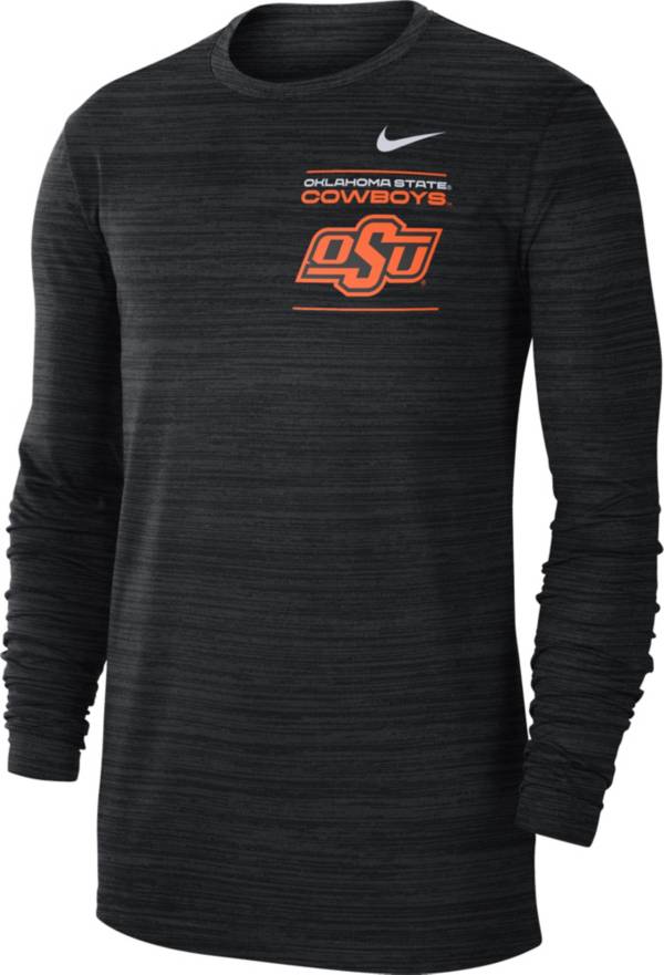 Nike Men's Oklahoma State Cowboys Dri-FIT Velocity Football Sideline Black Long Sleeve T-Shirt