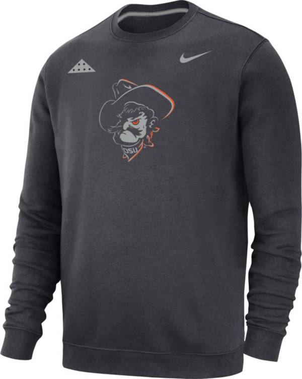Nike Men's Oklahoma State Cowboys Grey Folds of Honor Pistol Pete Crew Neck Sweatshirt