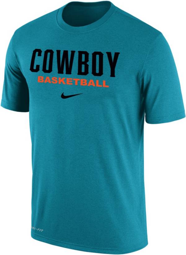 Nike Men's Oklahoma State Cowboys Turquoise Basketball Wordmark Dri-FIT Cotton T-Shirt
