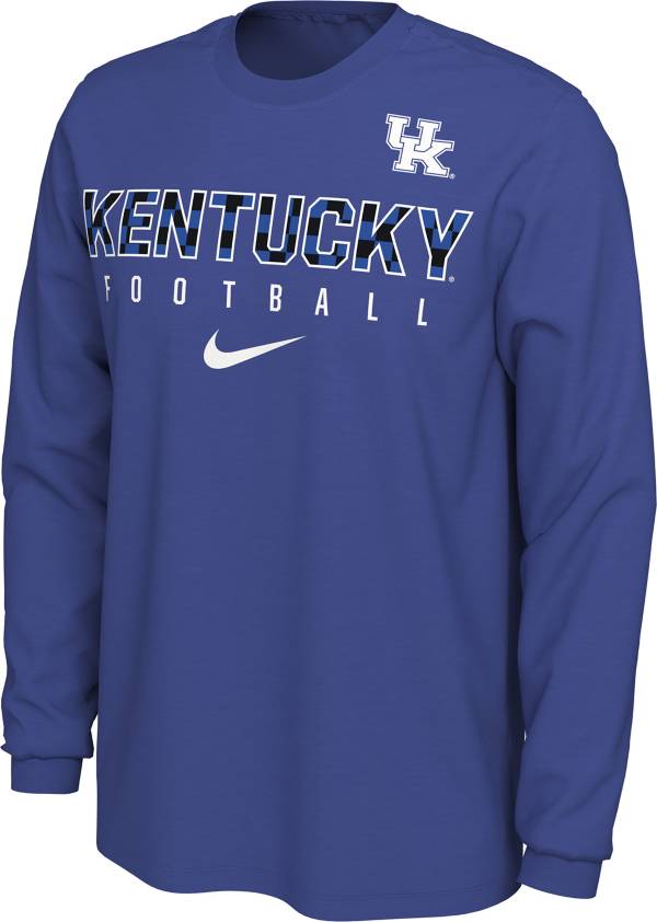 Nike Men's Kentucky Wildcats Blue Cotton Football Long Sleeve T-Shirt