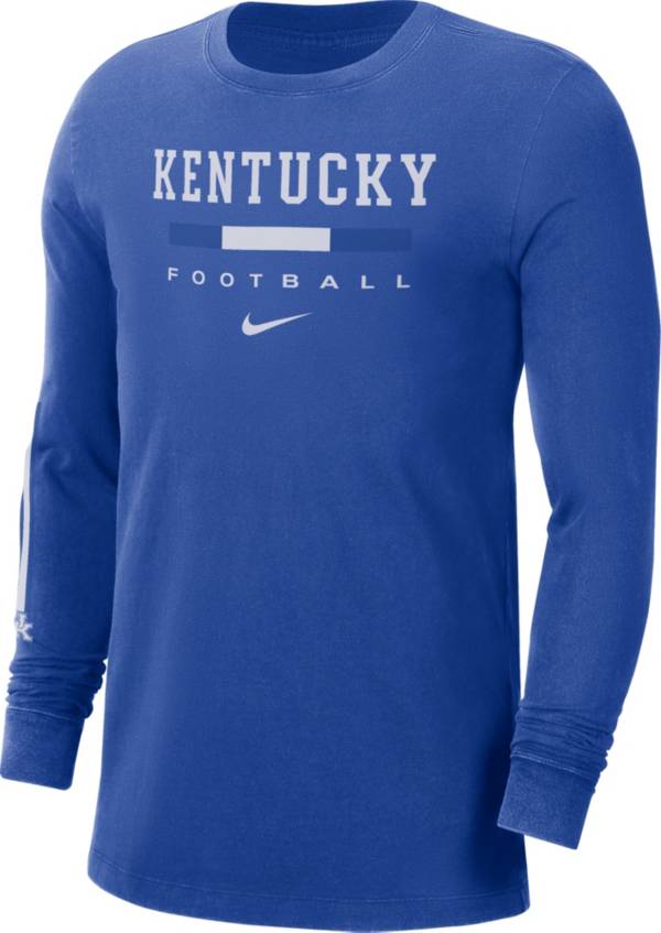 Nike Men's Kentucky Wildcats Blue Football Wordmark Long Sleeve T-Shirt