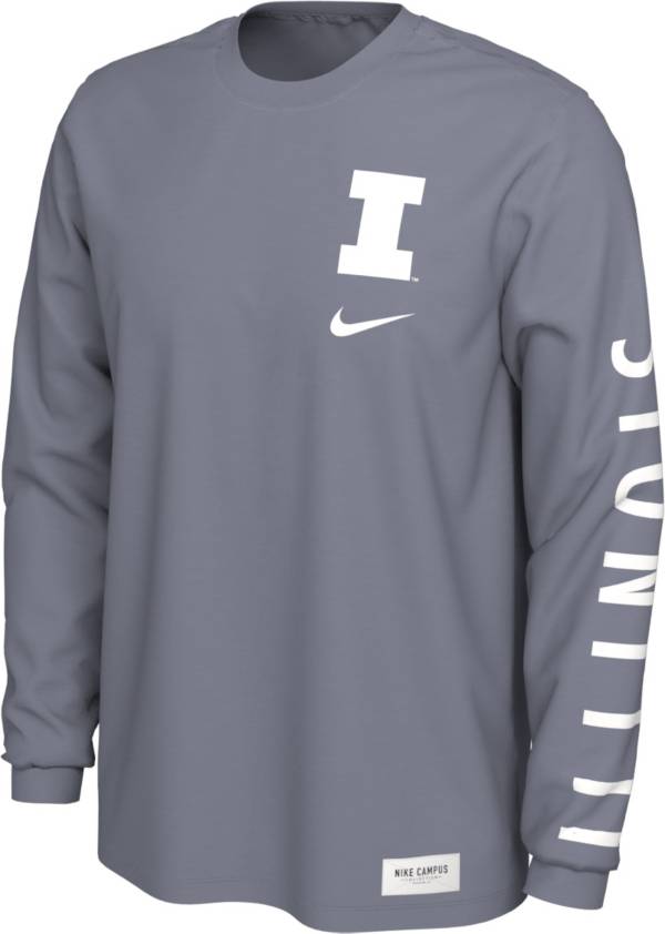 Nike Men's Illinois Fighting Illini Pastel Blue Seasonal Cotton Long Sleeve T-Shirt