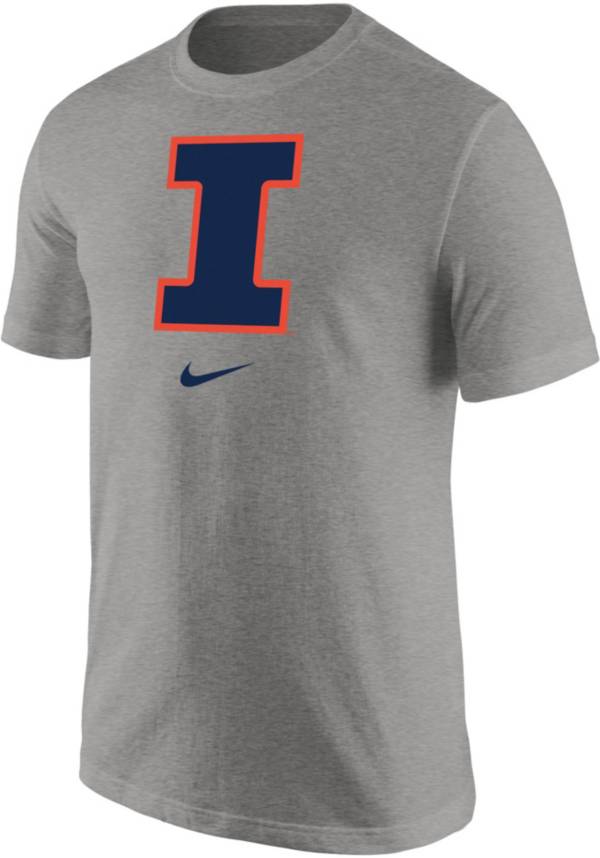 Nike Men's Illinois Fighting Illini Grey Core Cotton Logo T-Shirt product image