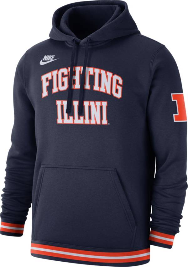 Nike Men's Illinois Fighting Illini Blue Retro Fleece Pullover Hoodie