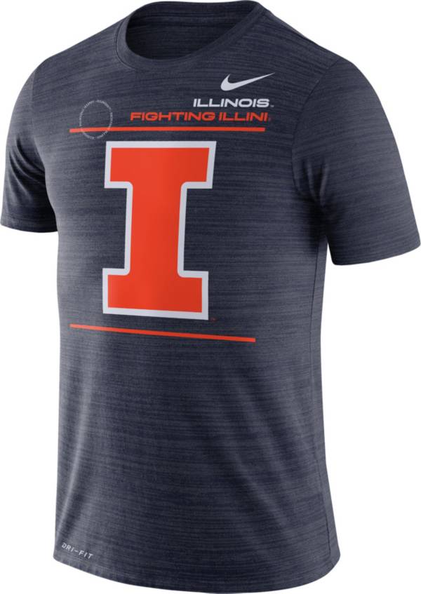 Nike Men's Illinois Fighting Illini Blue Dri-FIT Velocity Football Sideline T-Shirt