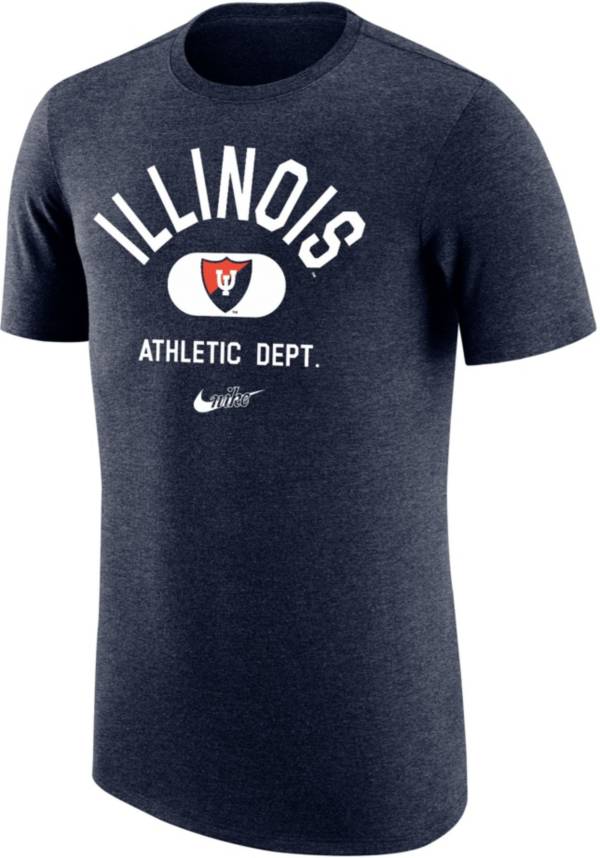 Nike Men's Illinois Fighting Illini Blue Tri-Blend Old School Arch T-Shirt