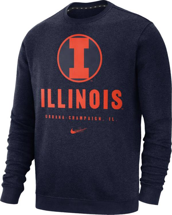 Nike Men's Illinois Fighting Illini Blue Vault Logo Club Fleece Crew Neck Sweatshirt