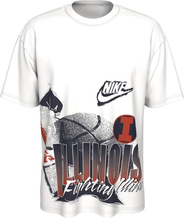 Nike Men's Illinois Fighting Illini White Max90 90's Basketball T-Shirt