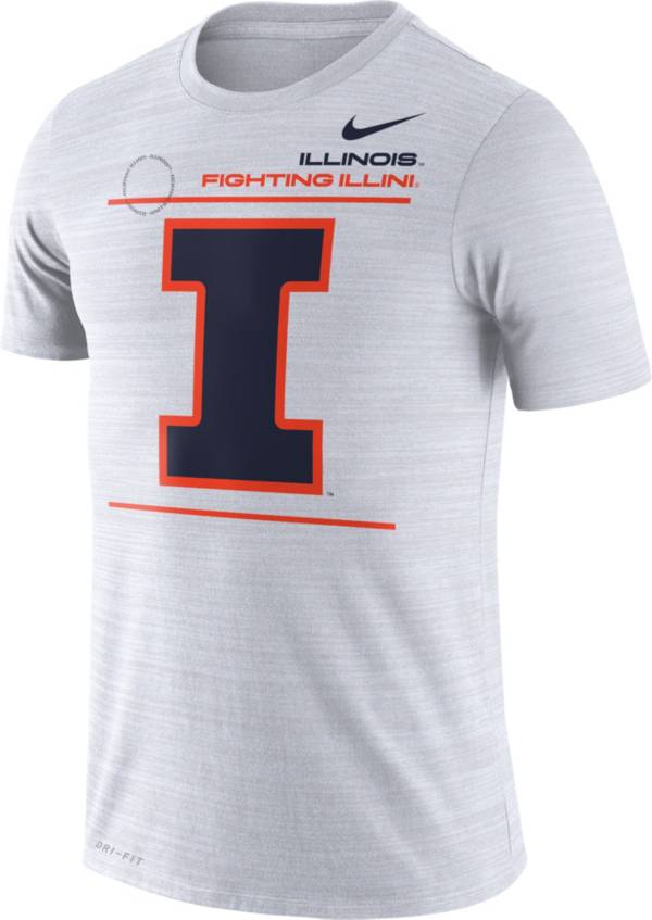 Nike Men's Illinois Fighting Illini Dri-FIT Velocity Football Sideline White T-Shirt